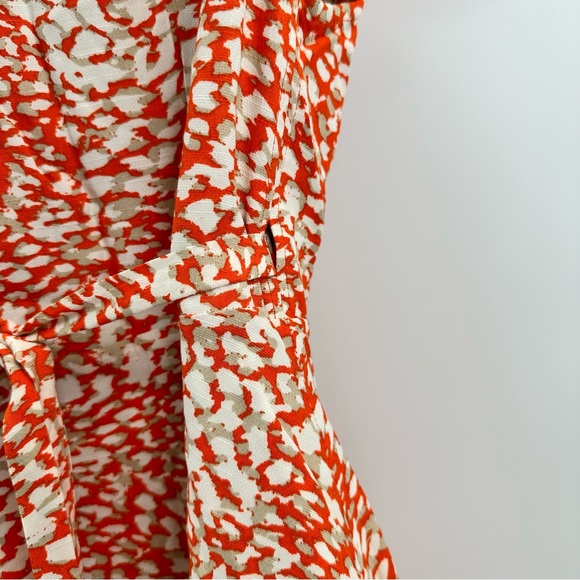 Free People French Quarter Animal Print Ruffle Wrap Boho Mini Dress Orange Tan M - Picture 11 of 11